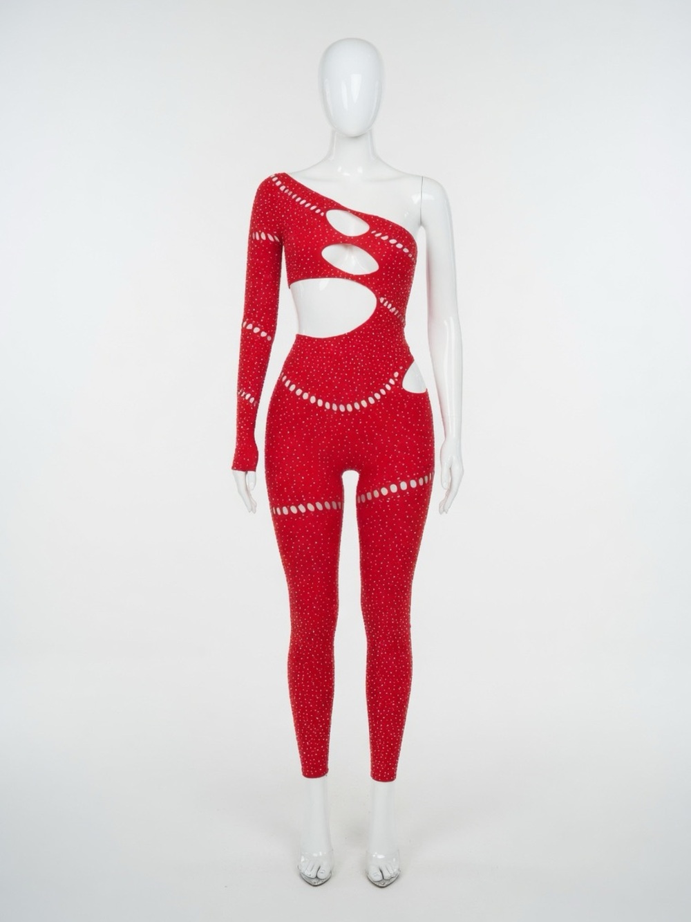 Red Cut-Out Jumpsuit - Picture 8 of 16